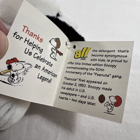 All Detergent - 50 Peanuts Celebration - Snoopy Plush - With Tag - VTG - Picture 9 of 11